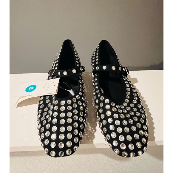 A New Day Black Studded Mary Jane Shoes | Rhinestone | Women’s Ballet Flats - Picture 3 of 7